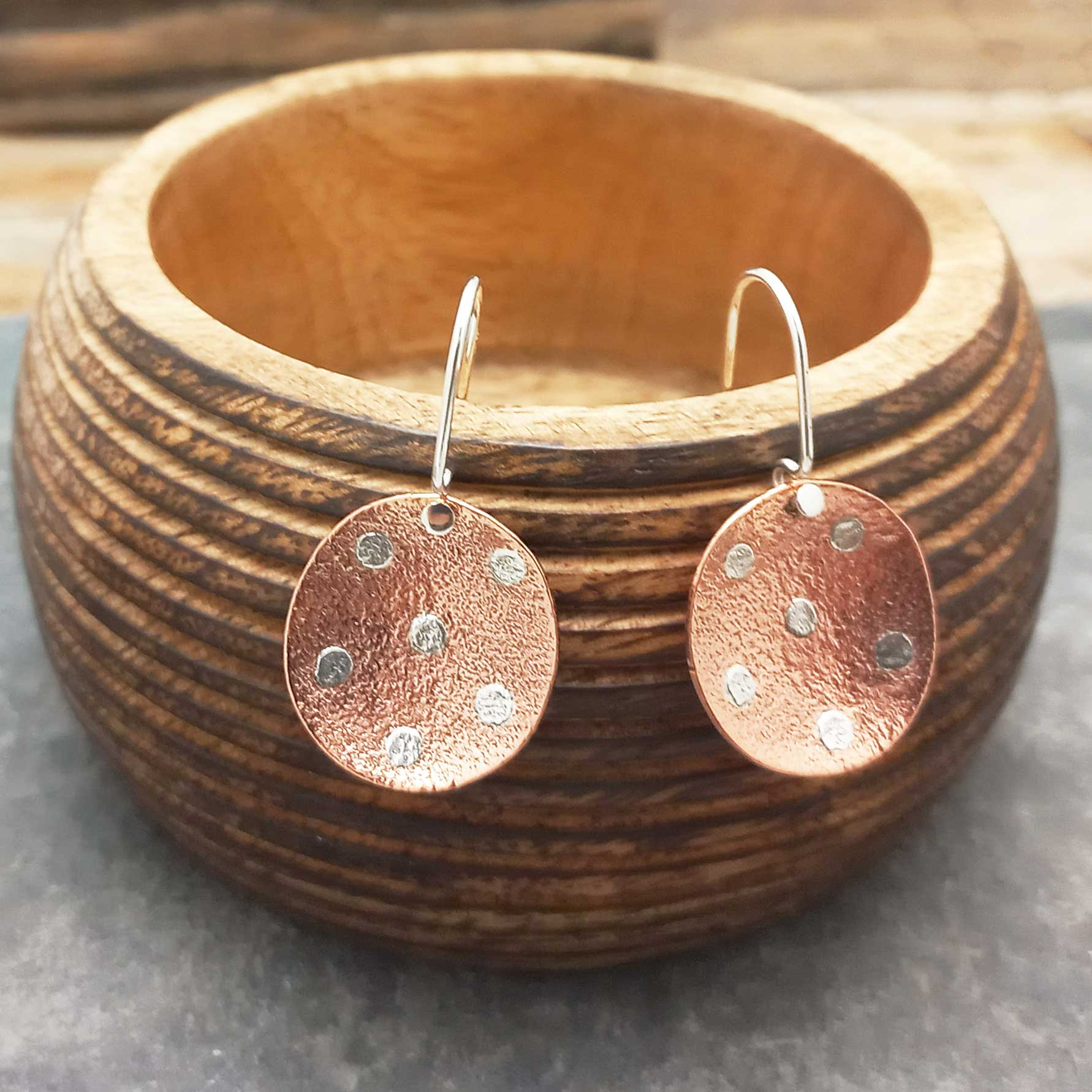 Dotty Copper & Silver Circle Earrings (835) Secondary image