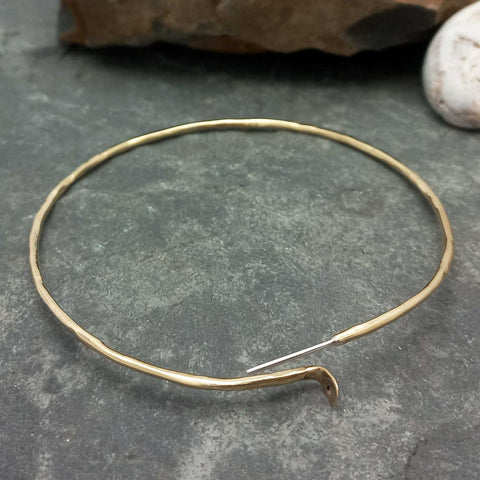 Brass Hoop Large Hammered Earrings