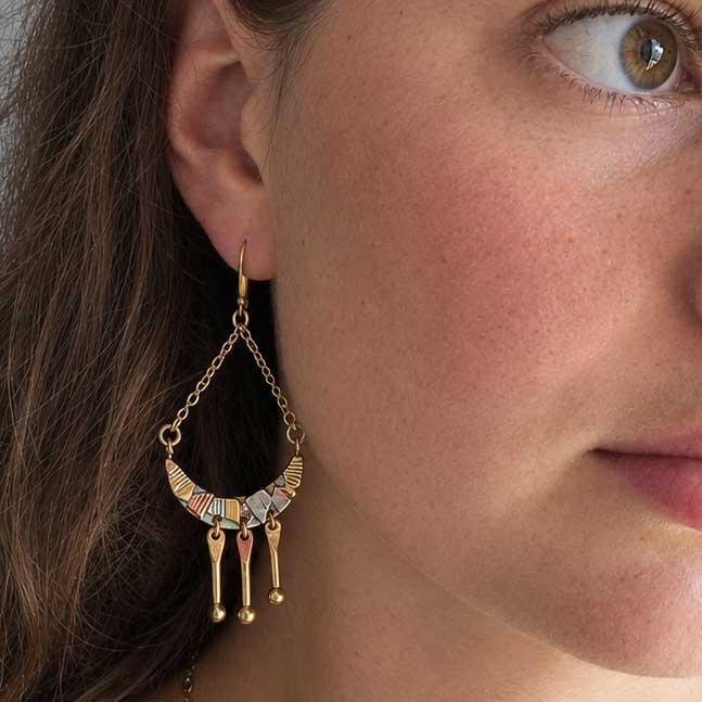 Sunbeam statement copper brass drop earrings Main image