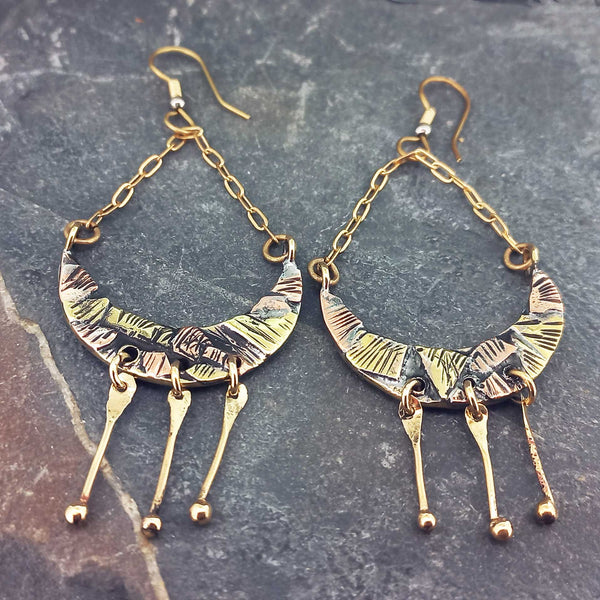 Handmade statement gold earrings