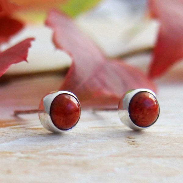 Sponge Coral 6mm Silver Stud Earrings 