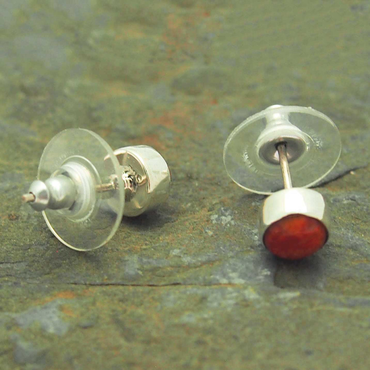 Handmade coral stud earrings