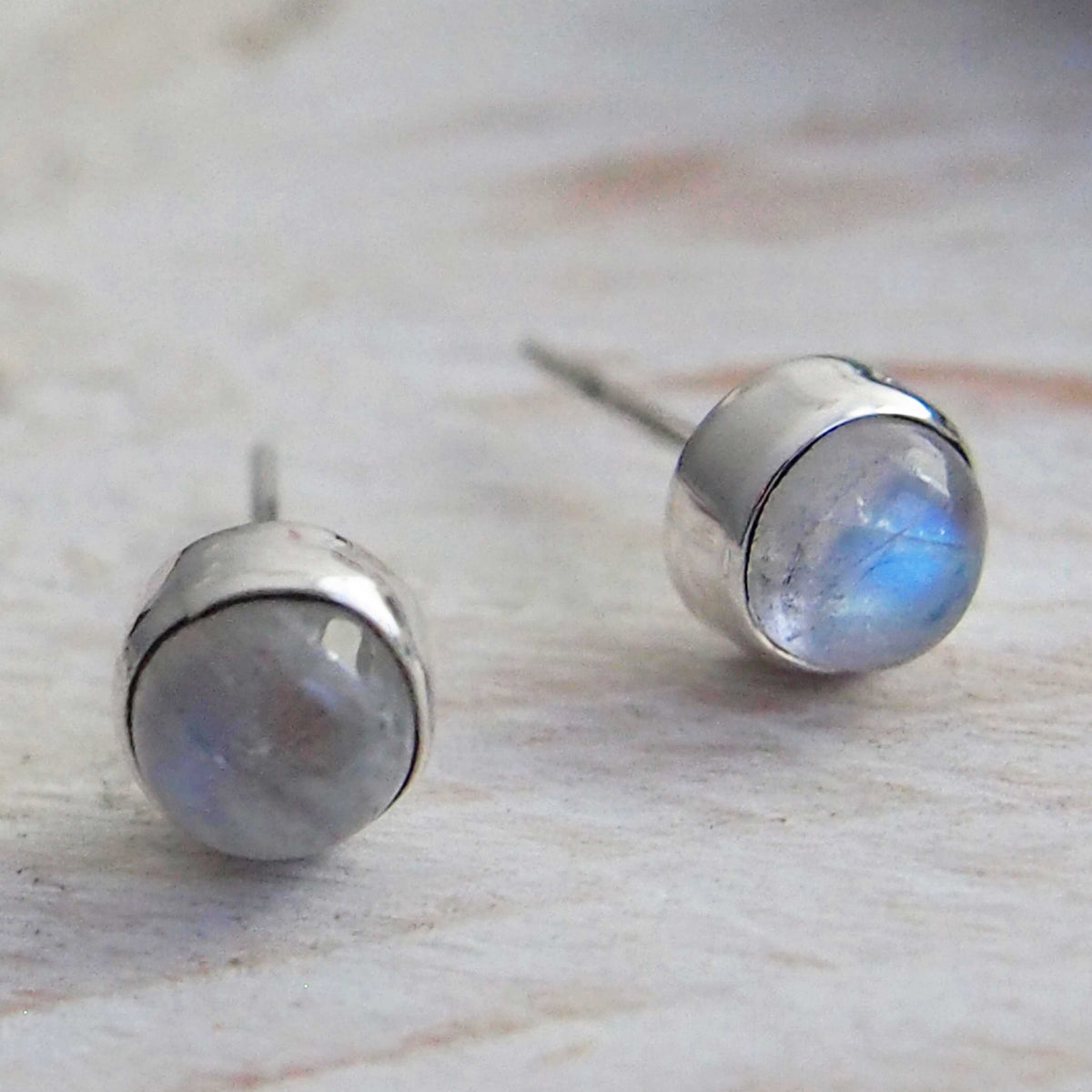 Moonstone Silver Stud Earrings 