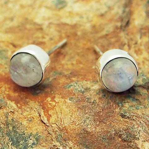 Silver studs 6mm diameter Moonstone