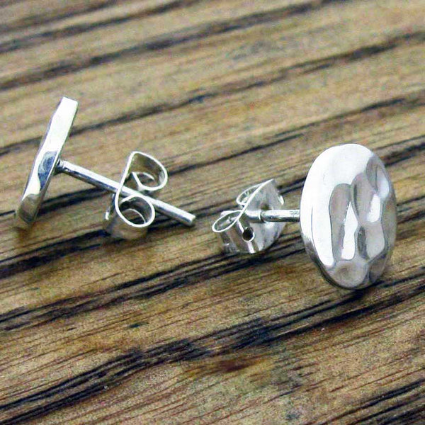 Beaten silver round studs