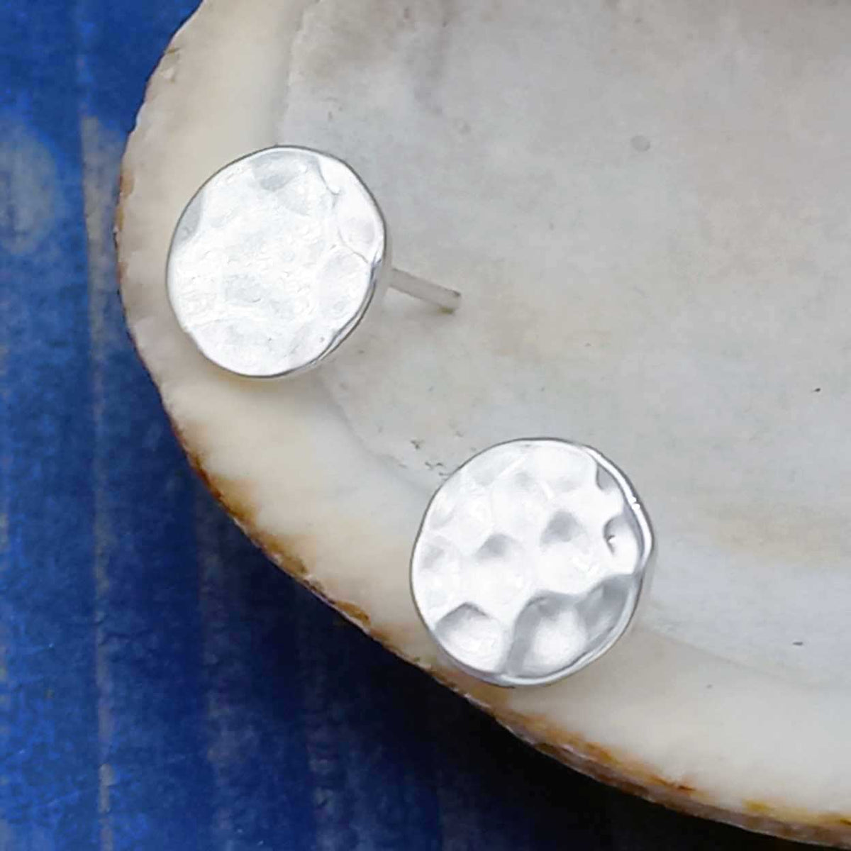 Handmade hammered circle stud earrings Main image