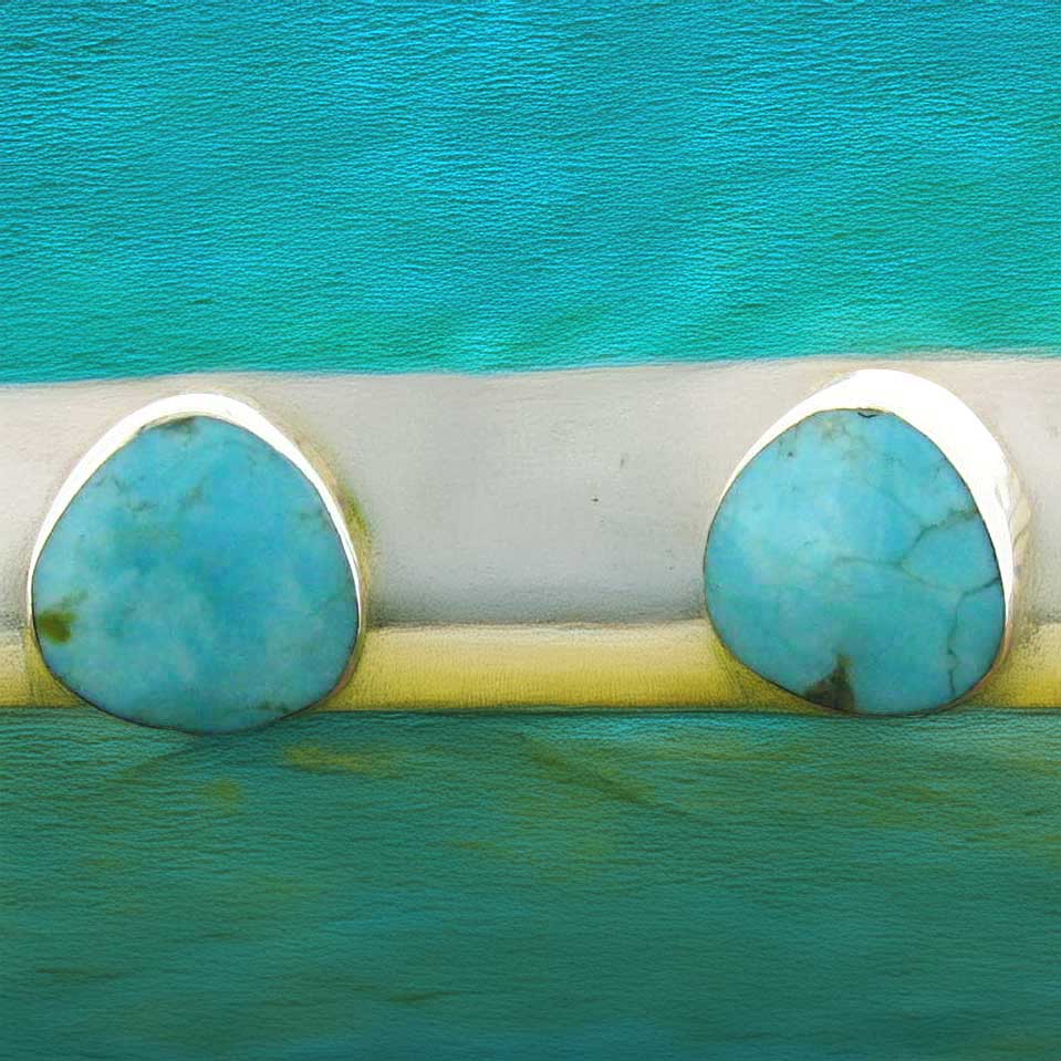 Mexican silver turquoise stud earrings