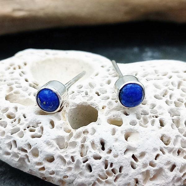Handmade Lapis silver studs