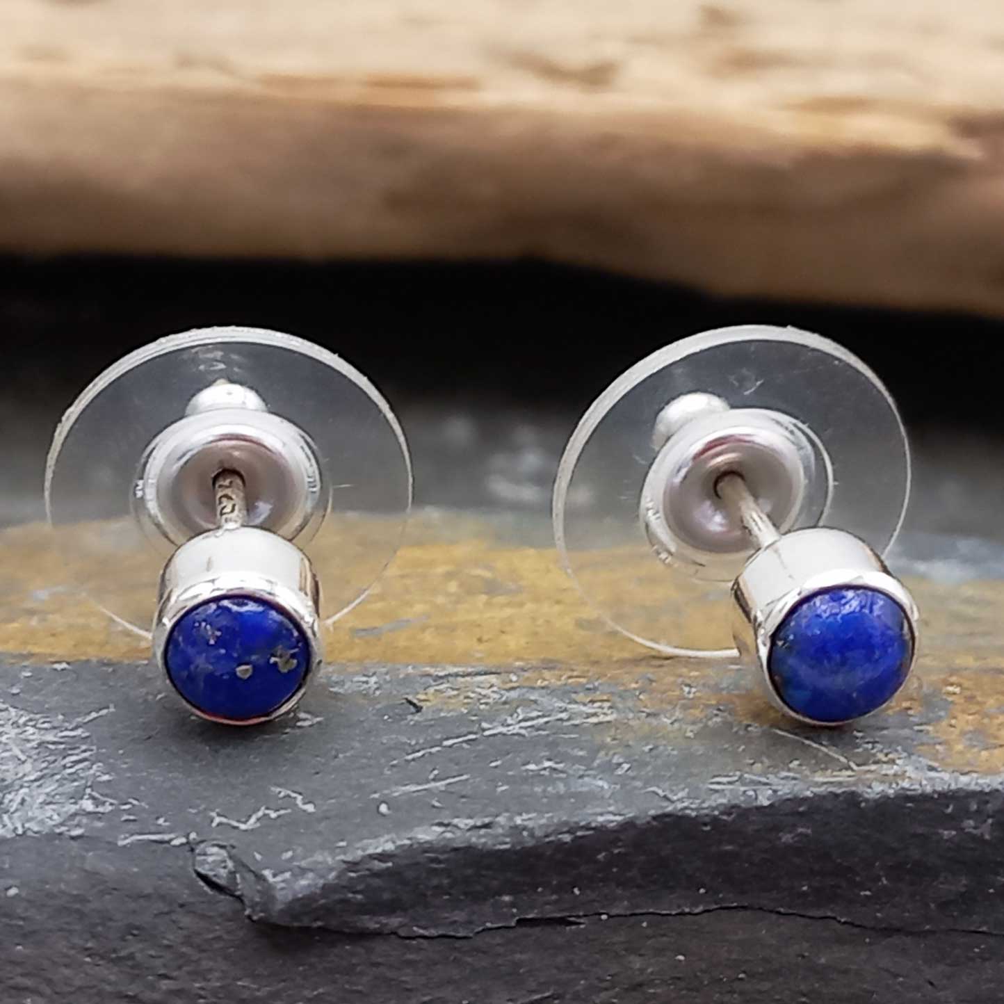 Lapis Lazuli 4mm Silver Stud Earrings (80) Secondary image