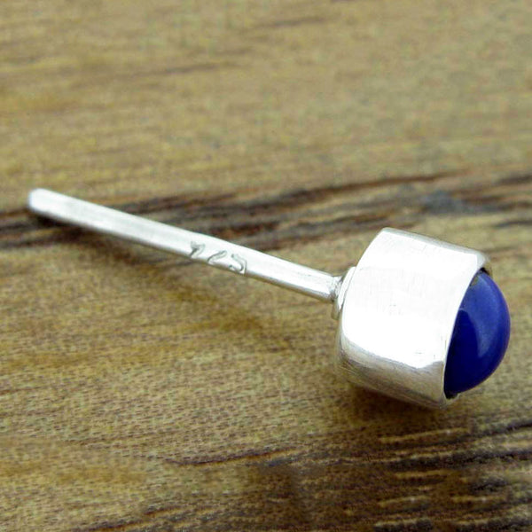 Blue lapis lazuli silver stud