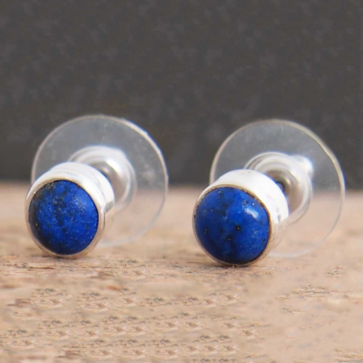 Lapis Lazuli 6mm Silver Stud Earrings (91) Secondary image