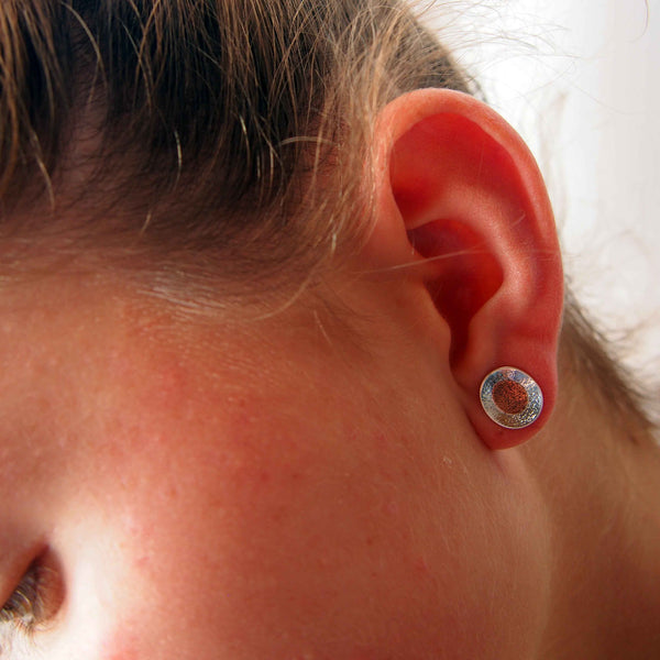 Sunset copper silver handmade studs