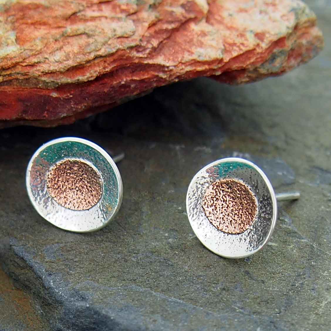 Copper Sunset Silver Stud Earrings