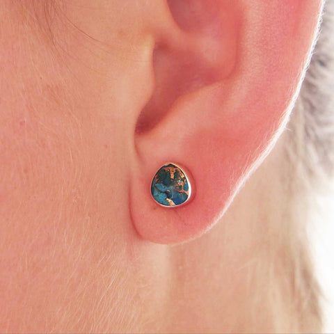 Handmade turquoise with bronze silver studs