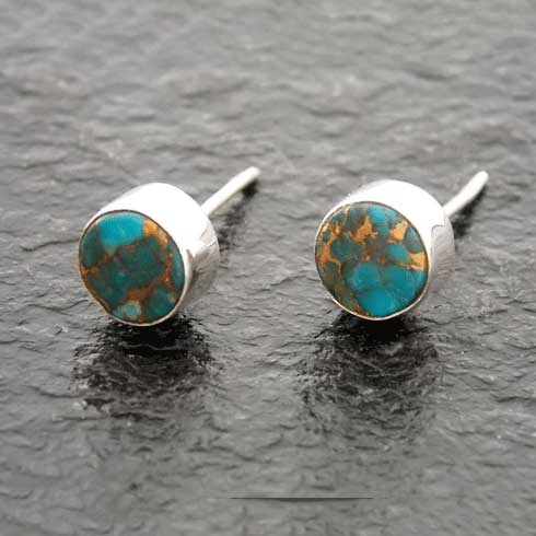Unusual Turquoise Silver Earrings
