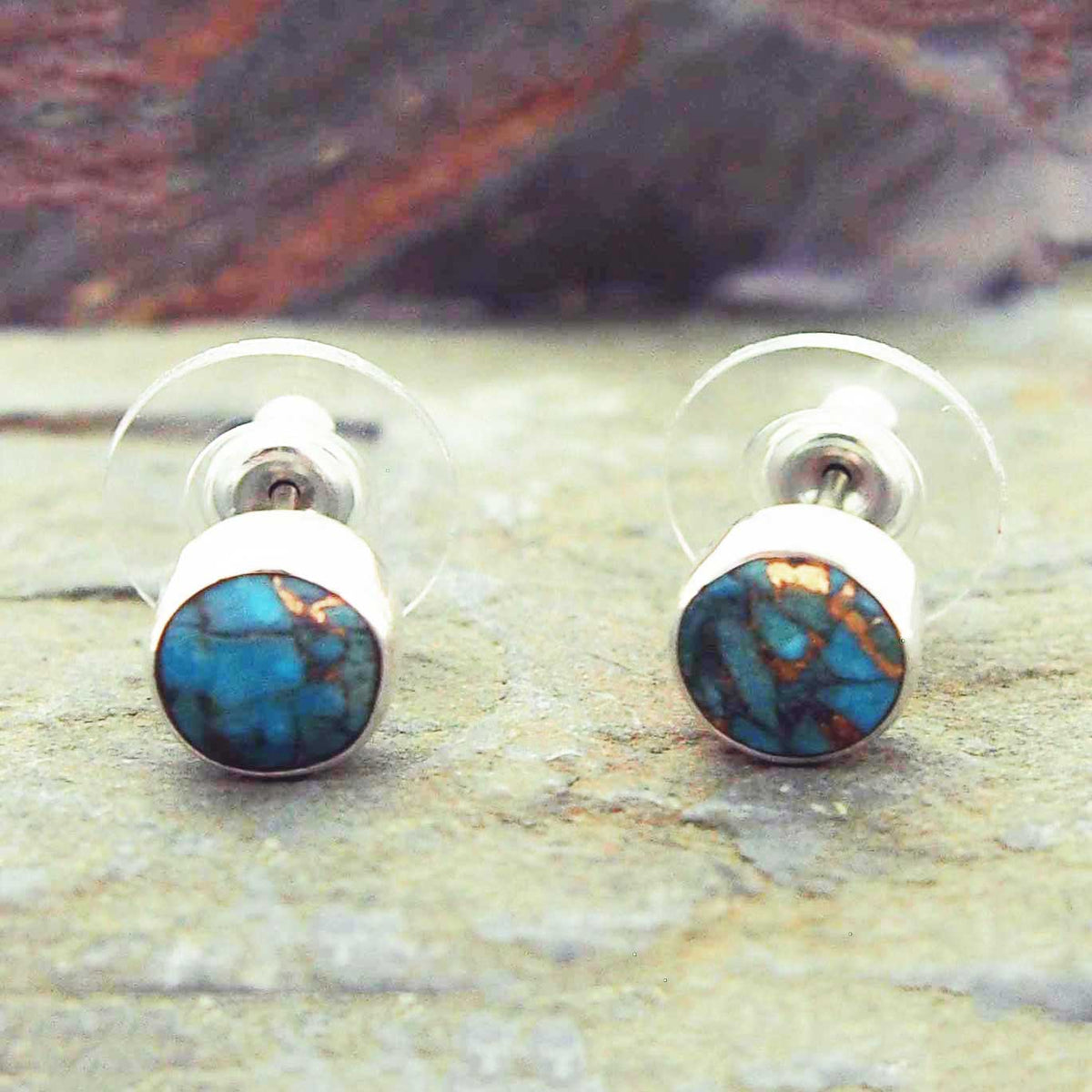 Handmade Silver studs with Turquoise stone