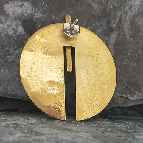 Back of brass earrings with sterling silver post