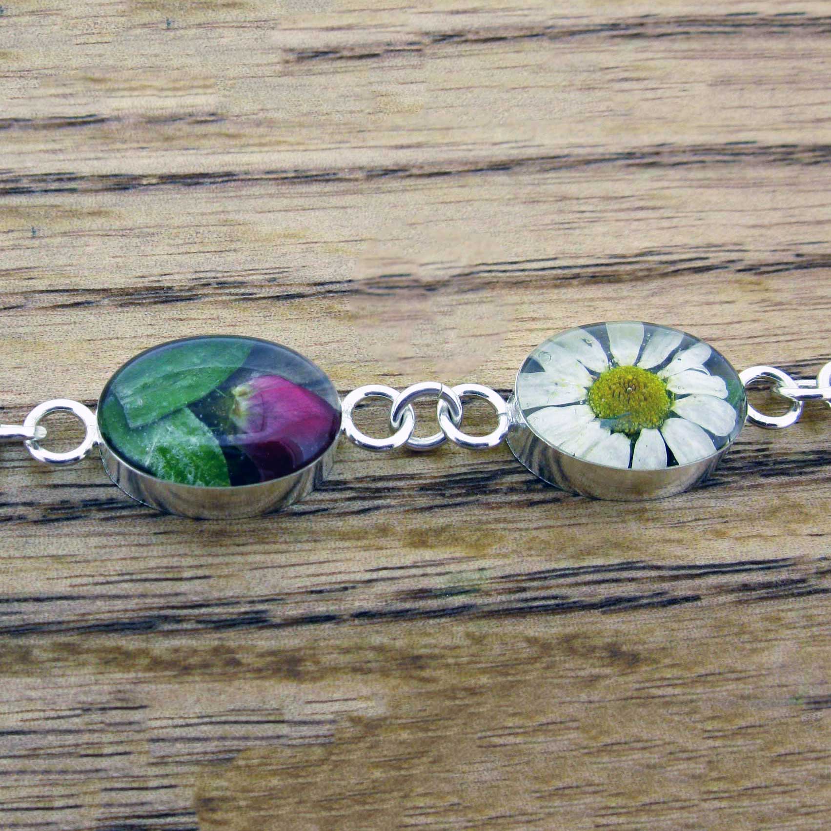 Oval Silver Flower Bracelet (35) Secondary image
