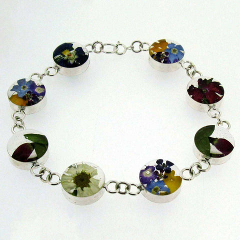 Circle flower handmade sterling silver bracelet