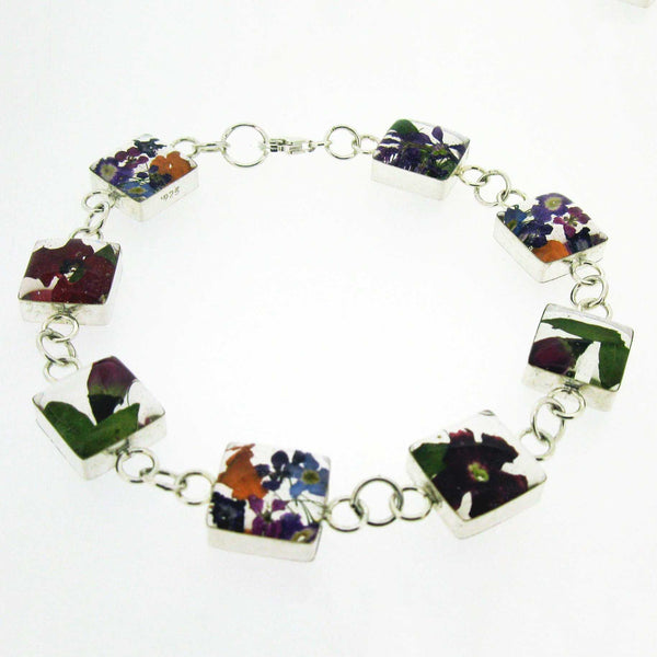 Handmade square links flower bracelet