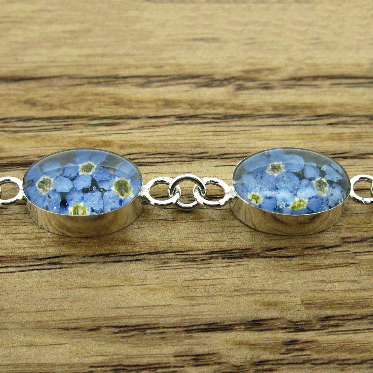 Forget-me-not oval link bracelet
