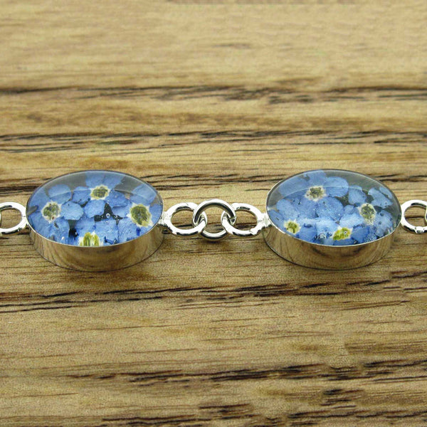 Forget-me-not oval link bracelet