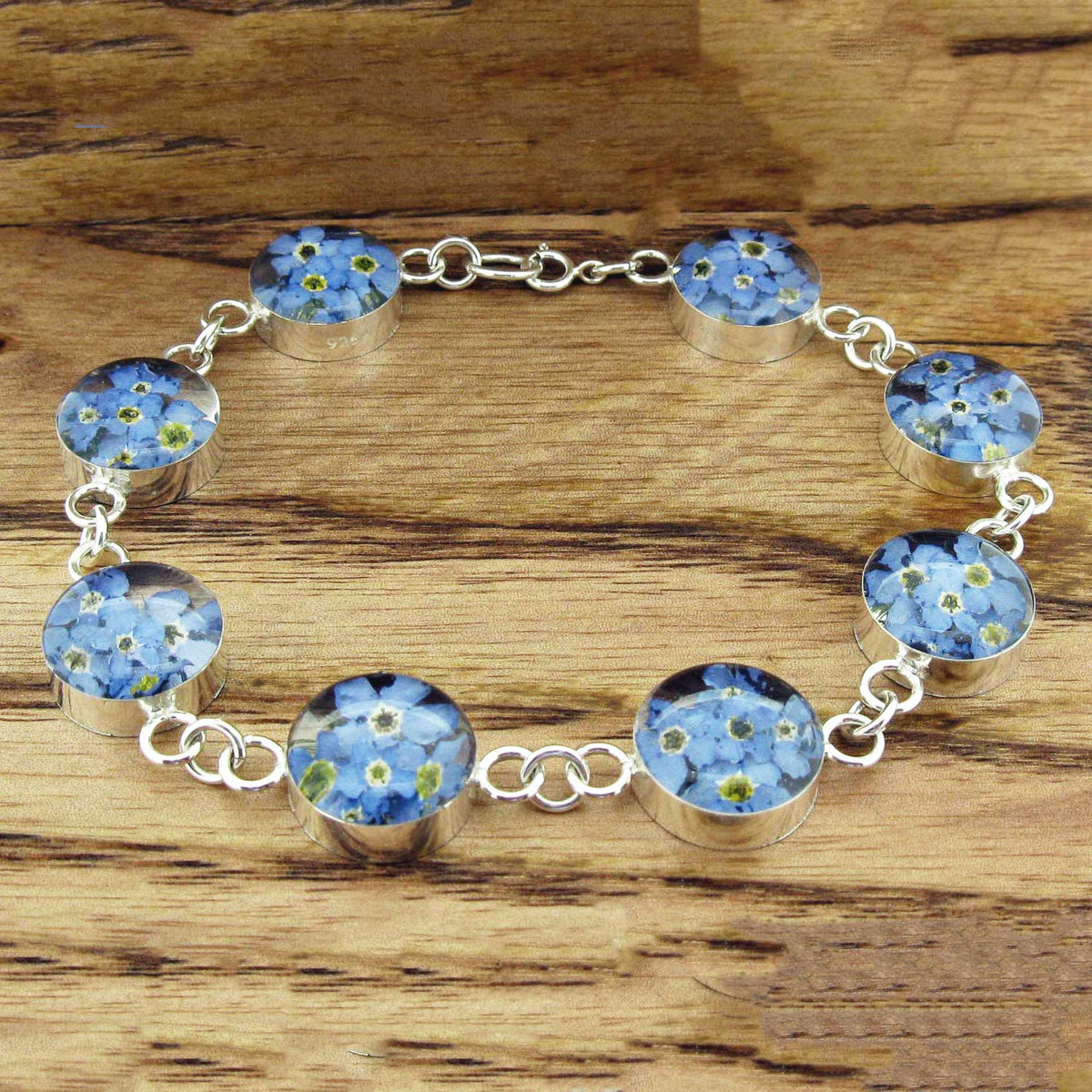 Circle Forget-me-not Silver Flower Bracelet Main image