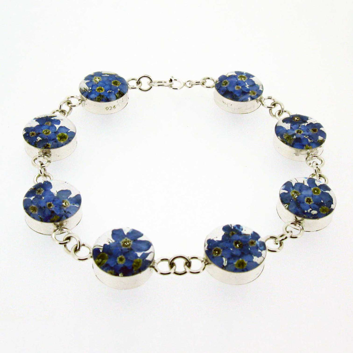 Handmade Circle Forget-me-not Silver Flower Bracelet 