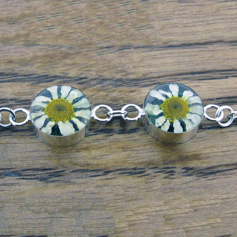 Silver daisy handmade bracelet