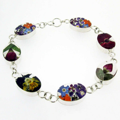 Sterling silver flower chain bracelet