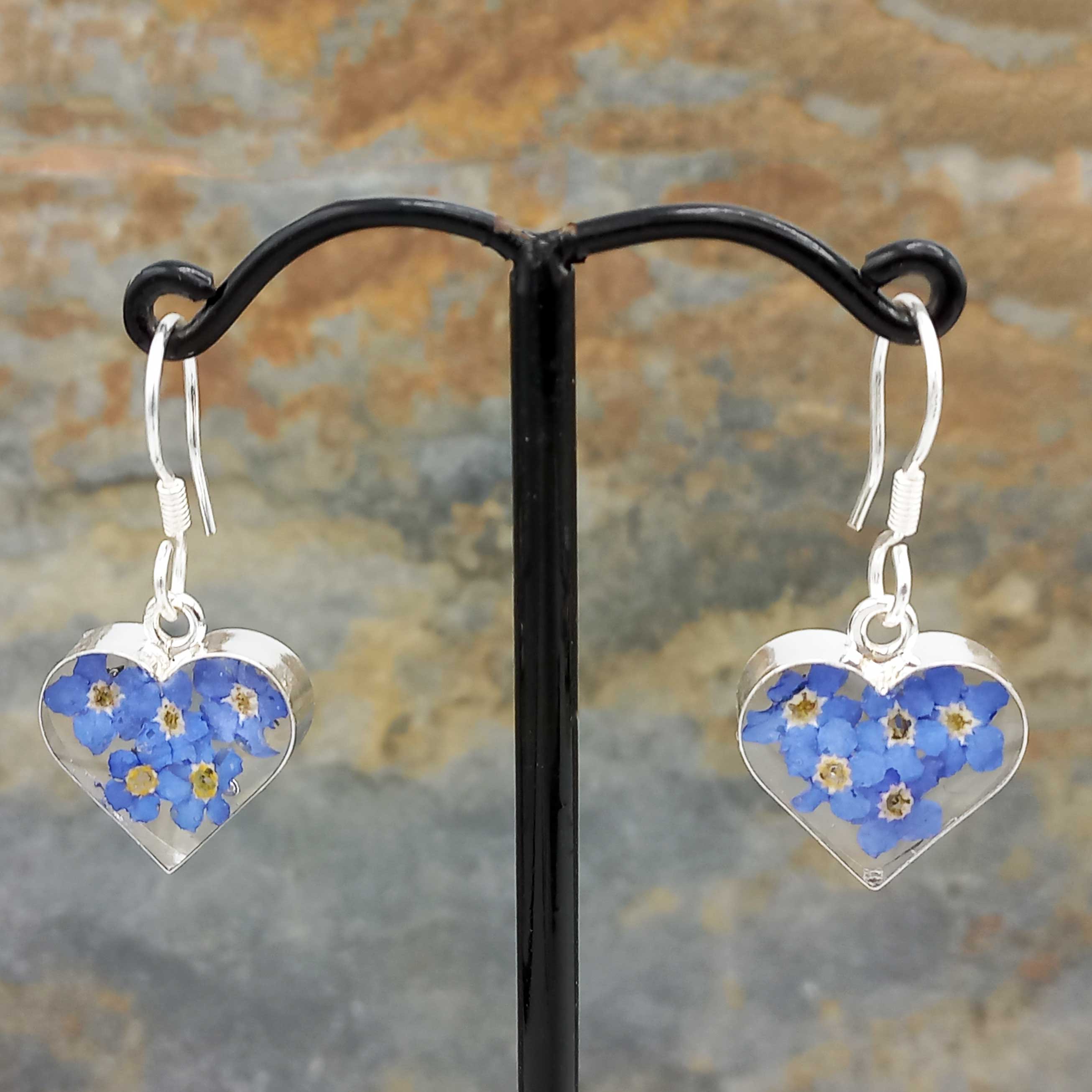 Heart Forget-me-not Silver Flower Earrings (61) Secondary image
