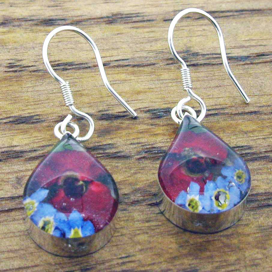 Teardrop Silver Flower Earrings Main image