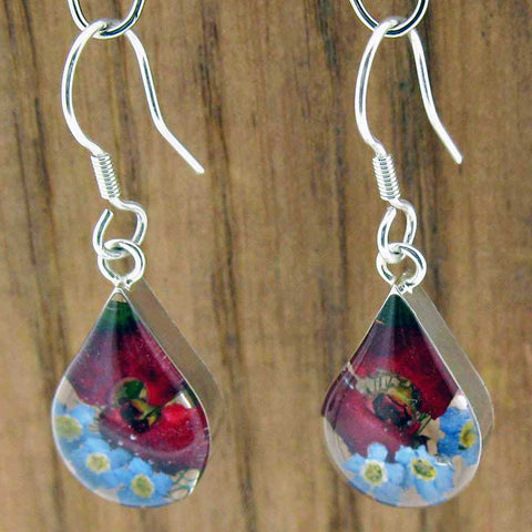 Handmade flower sterling silver drop earrings