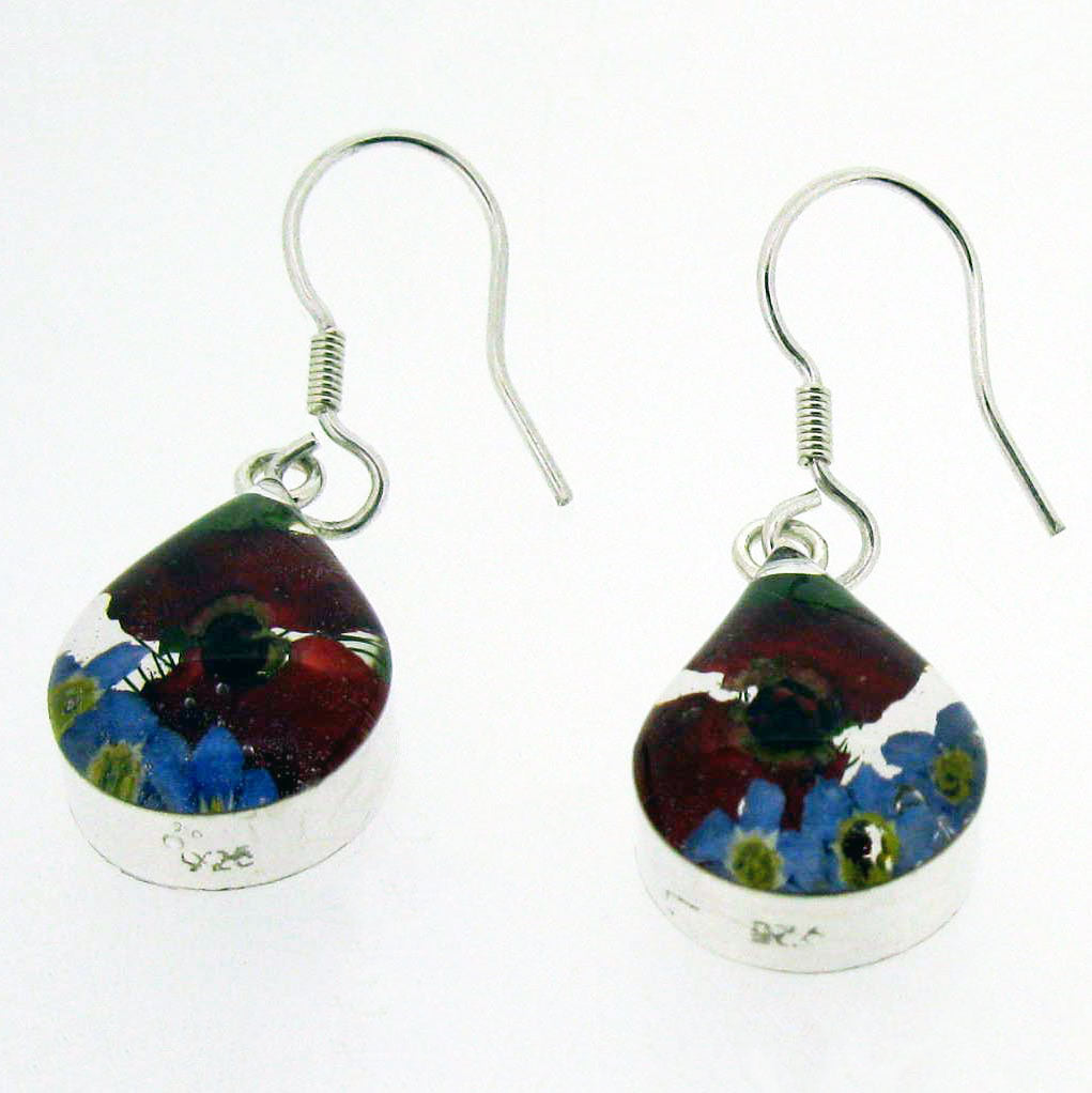 Poppy forget-me-not earrings