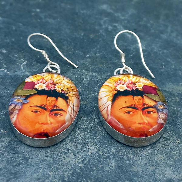 Sterling silver Frida Kahlo Diego earrings