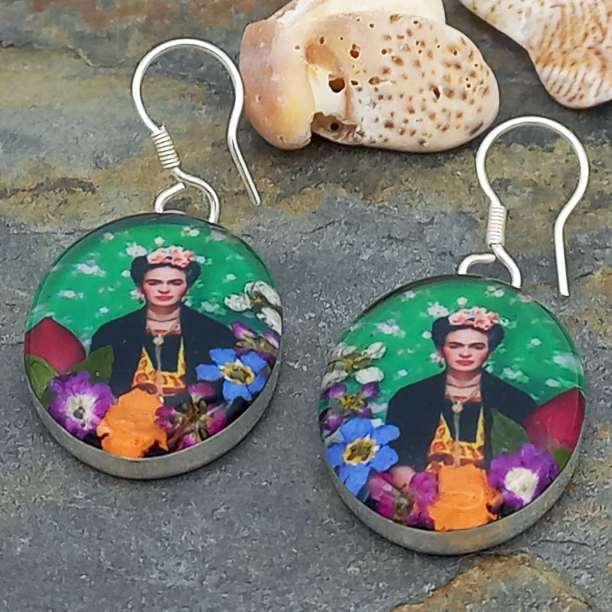 Frida Kahlo Mexican silver earrings