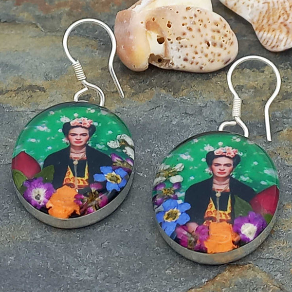 Frida Kahlo Mexican silver earrings