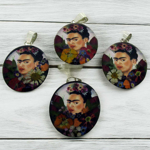 Mexican silver Frida pendants