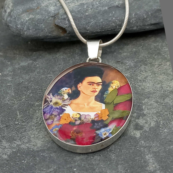 Handmade unusual Frida silver pendant