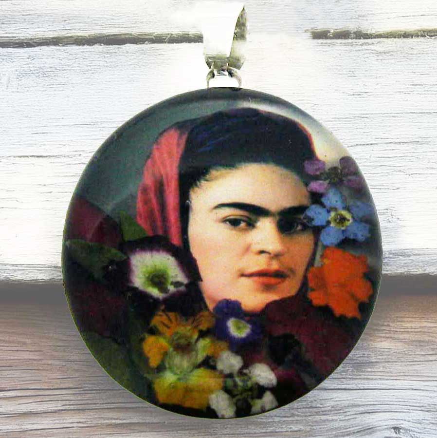 Frida Kahlo with Headscarf Silver Pendant 