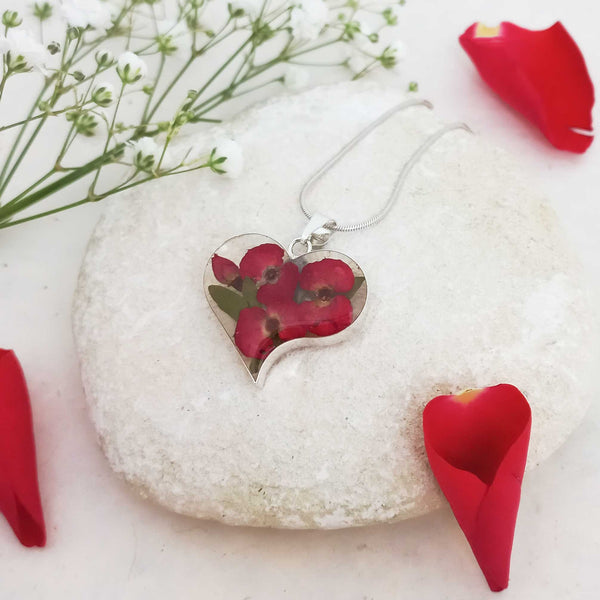 Real poppies handmade silver necklace