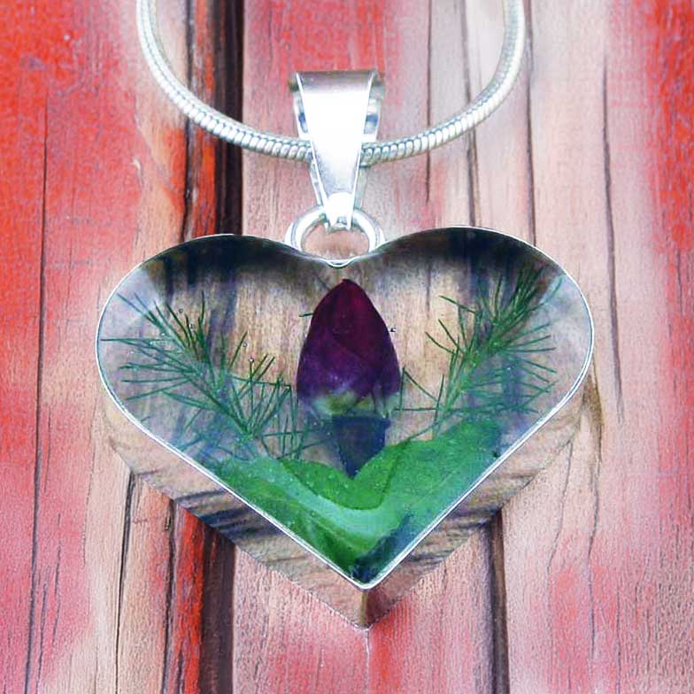 Real Rose silver pendant