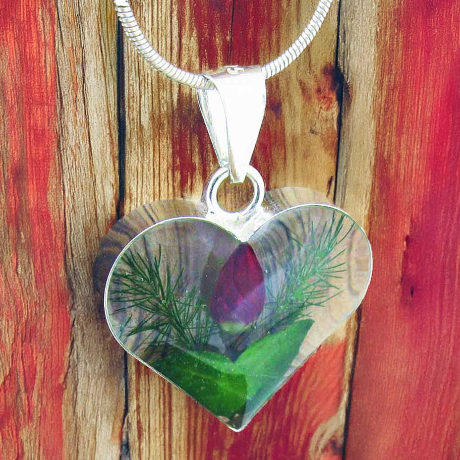 Heart Rose Silver Flower Pendant (Small) (255) Secondary image