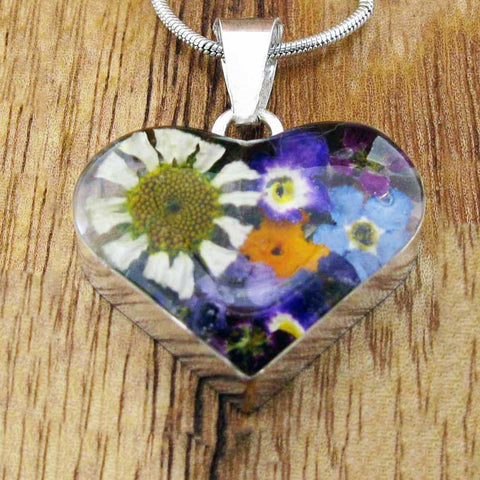 Silver mixed flower handmade pendant