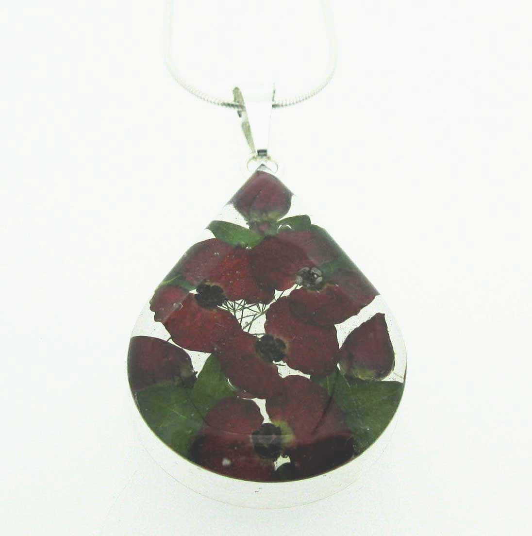 Handmade silver poppy rose pendant