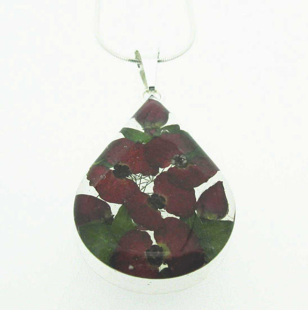 Handmade silver poppy rose pendant