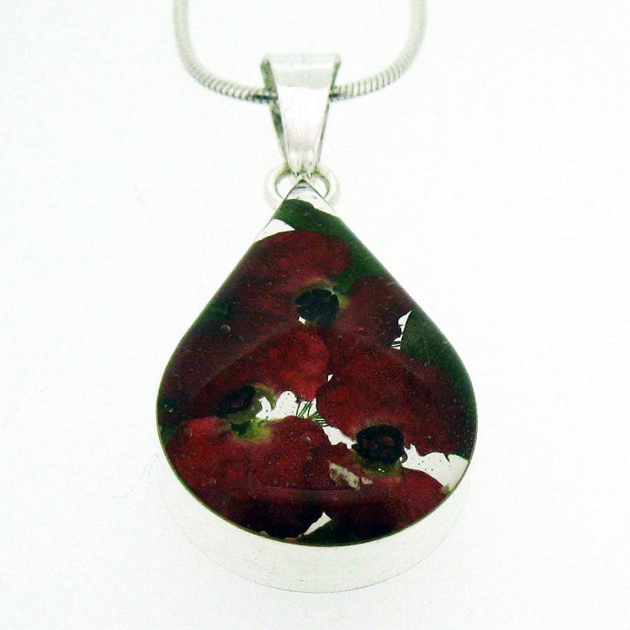 Handmade Poppy sterling silver necklace