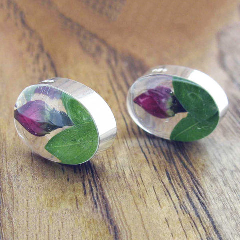 Dainty rose silver studs