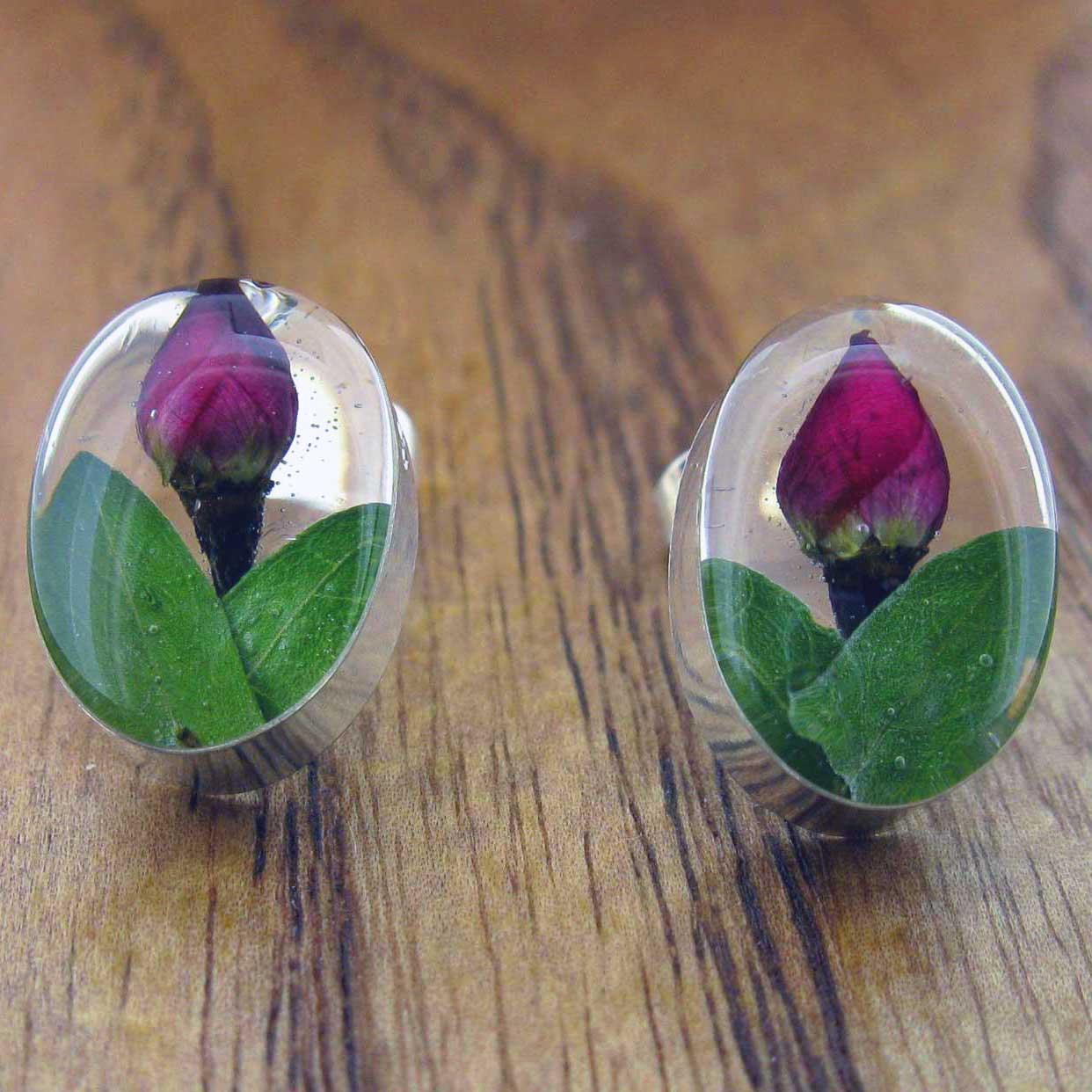 Rosebud sterling silver stud earrings