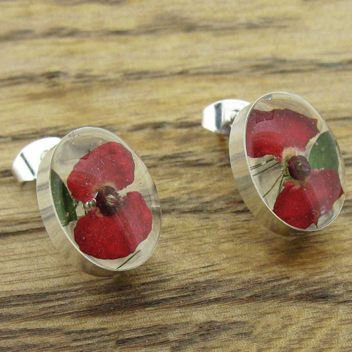 Poppy sterling silver stud earrings Main image